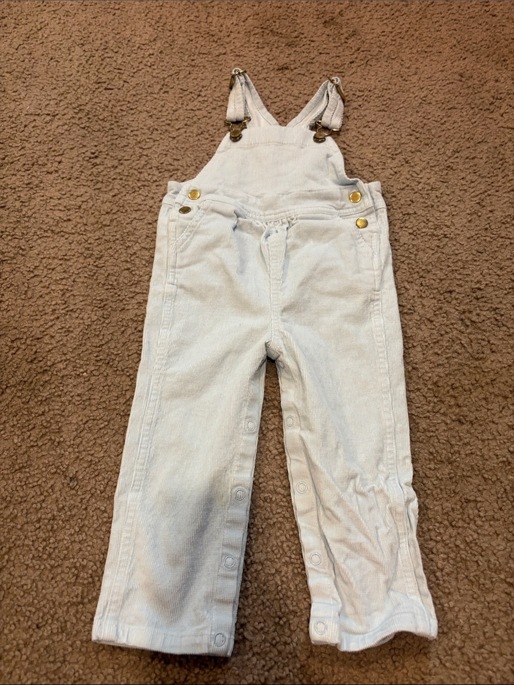 B67 TBBC Cord Overalls w Heart Butt Pockets, Lt Blue